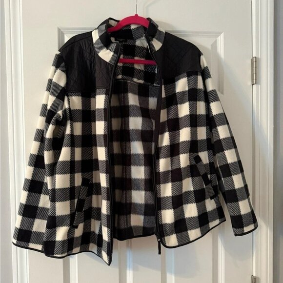 Talbots Jackets & Blazers - Talbots | Womens Black and White Soft Plaid Zippered Coat | Size 1X